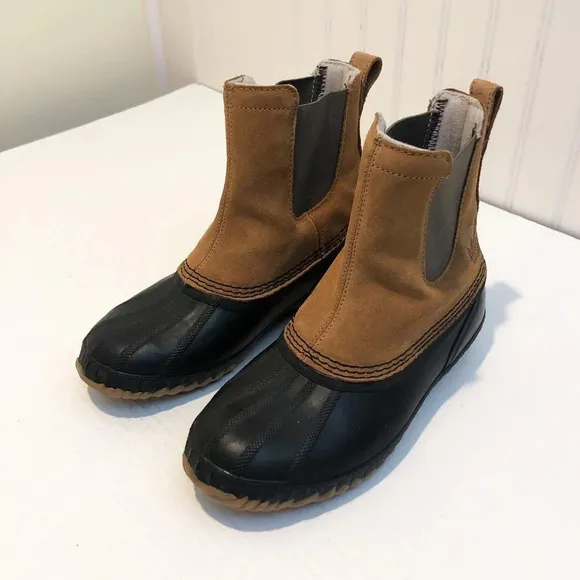 Sorel Ankle Height Leather Waterproof Rubber Leather Slip On Classic Duck Boots
