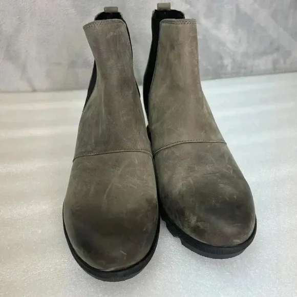 Sorel Boots Womens 11 Joan Of Arctic Chelsea Slip On Wedge Booties Brown Leather