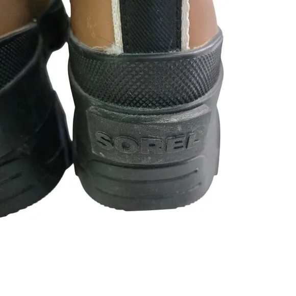 Sorel Brex Lace Up Waterproof Boots Tawny Buff Black Size 8.5
