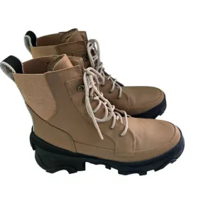 Sorel Brex Lace Up Waterproof Boots Tawny Buff Black Size 8.5