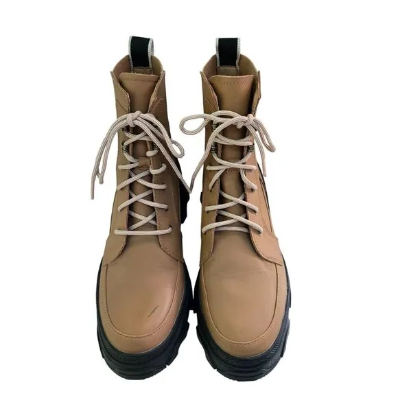 Sorel Brex Lace Up Waterproof Boots Tawny Buff Black Size 8.5