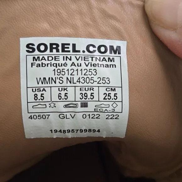 Sorel Brex Lace Up Waterproof Boots Tawny Buff Black Size 8.5