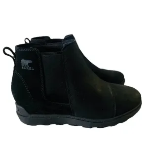 Sorel Evie II Chelsea Ankle Boots Black Suede Leather Women’s Size 10