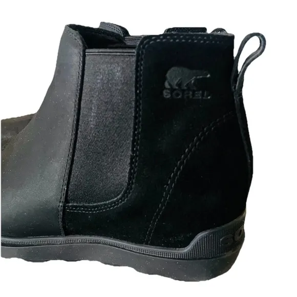 Sorel Evie II Chelsea Ankle Boots Black Suede Leather Women’s Size 10