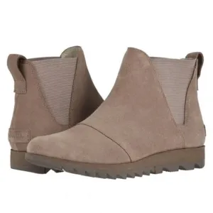 Sorel Harlow Suede Chelsea Ankle Booties Taupe Color Boots