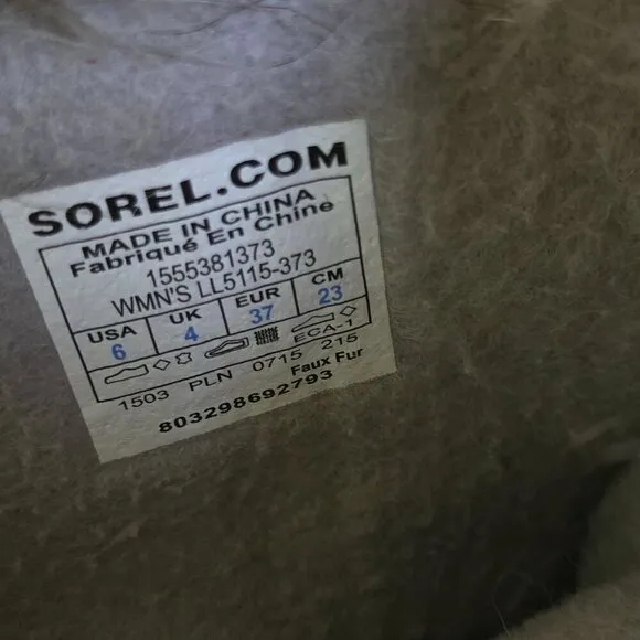 Sorel Joan Of Arctic Beige Suede Lace Up Faux Fur Lined Mid Calf Boots Size 6