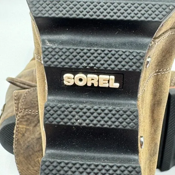 Sorel Joan Of Arctic Wedge Boots Brown Rustic Leather Lace-Up Womens Size 9