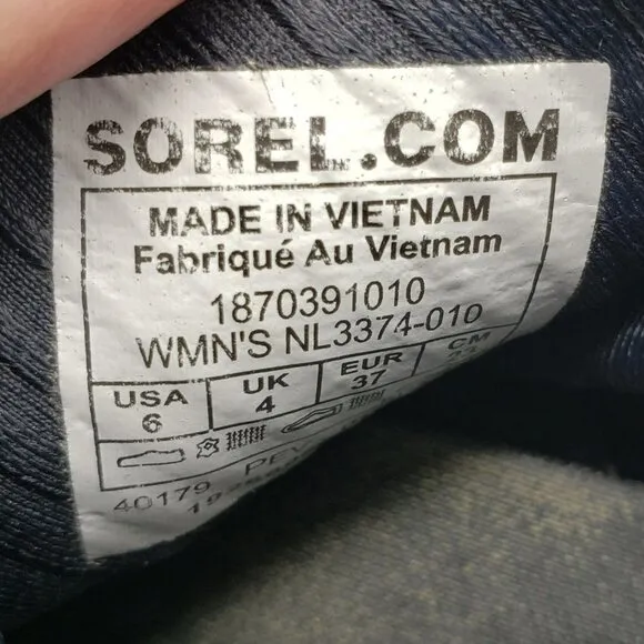 Sorel Kinetic Sneak Sneakers Womens 6 Black Slip On NL3374-010