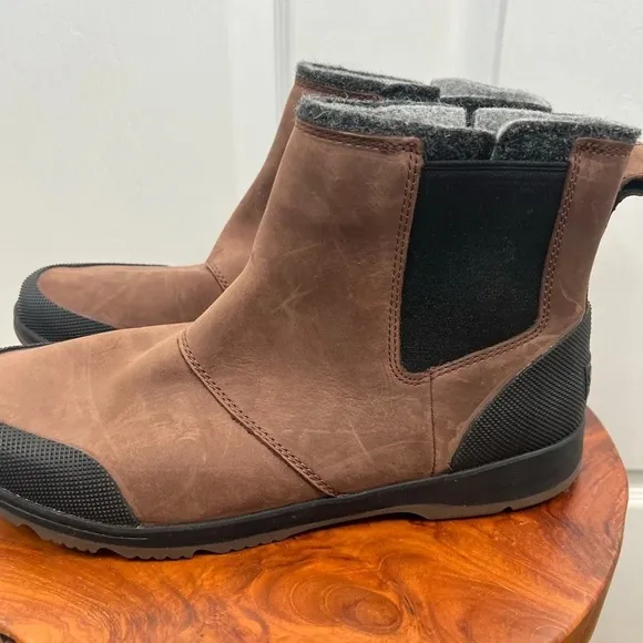 Sorel Men's Ankeny II Chelsea Boots Brown and Black Waterproof Size 12