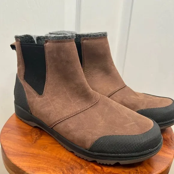Sorel Men's Ankeny II Chelsea Boots Brown and Black Waterproof Size 12
