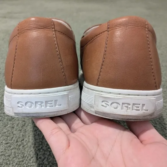 Sorel Men's Brown Leather Waterproof Caribou Mod Slip On Sneakers Size 10.5