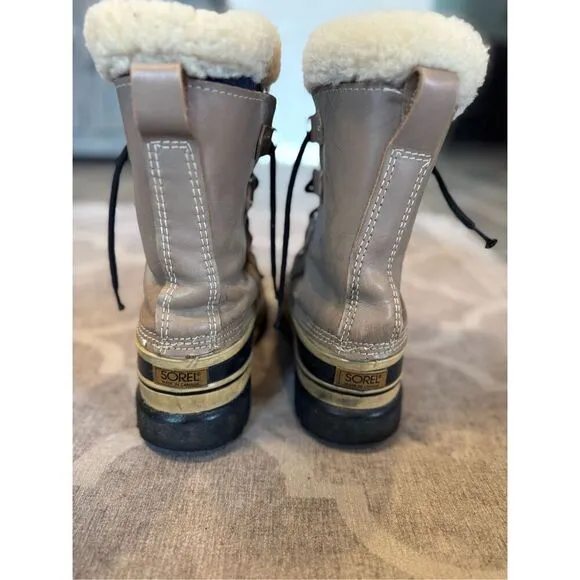 Sorel Mens Caribou Kaufman Snow Boots Sz 8 wool lined
