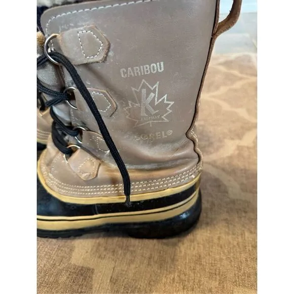 Sorel Mens Caribou Kaufman Snow Boots Sz 8 wool lined