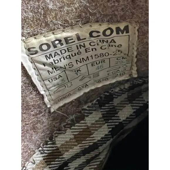 SOREL Men’s Ellesmere Chug A Lug Slip On Ankle Winter Wool Lined Boots - 11.5