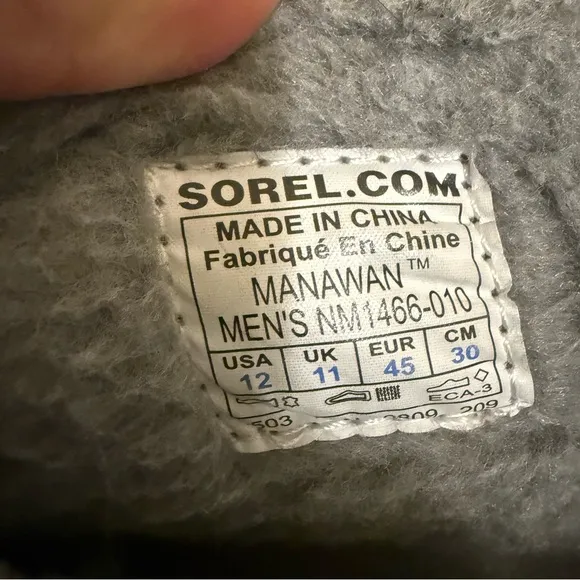 Sorel Men's Original 1st Generation Manawan Slippers Shoes Black Size US 12