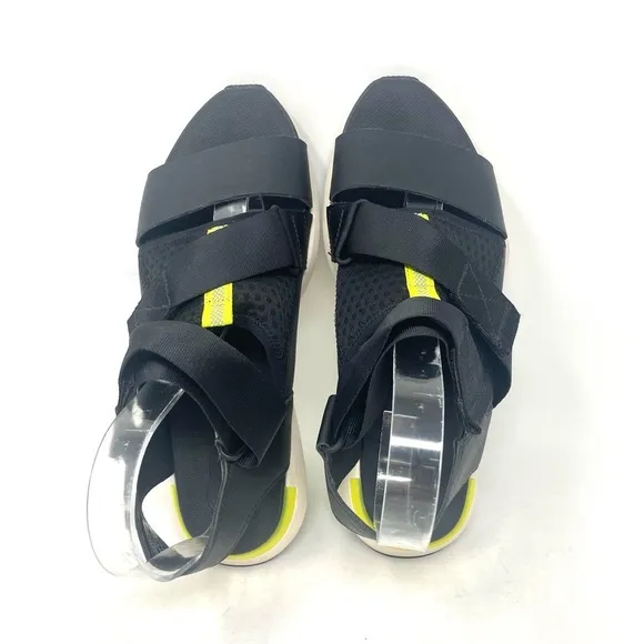 Sorel NL4074 Kinetic Impact Sandals Black White Yellow Womens 9