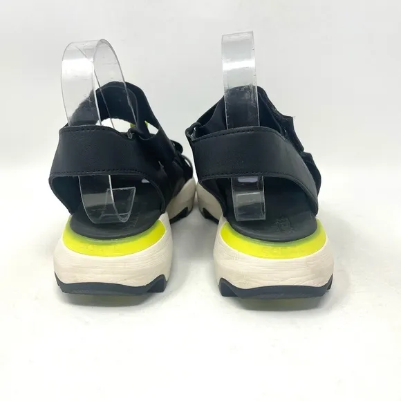 Sorel NL4074 Kinetic Impact Sandals Black White Yellow Womens 9