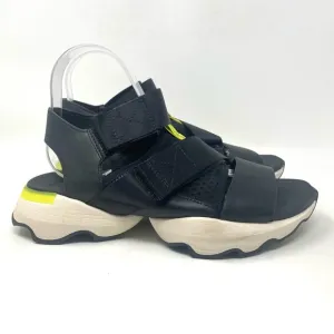 Sorel NL4074 Kinetic Impact Sandals Black White Yellow Womens 9