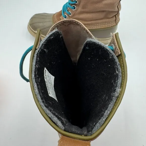Sorel Waterproof Boots With Removable Liner Womens Size 8 Green Tan Durable