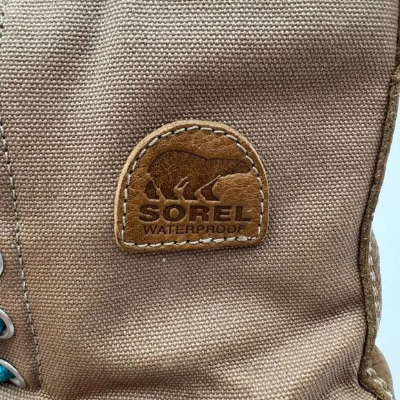 Sorel Waterproof Boots With Removable Liner Womens Size 8 Green Tan Durable