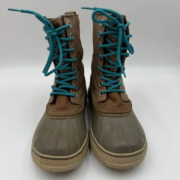 Sorel Waterproof Boots With Removable Liner Womens Size 8 Green Tan Durable