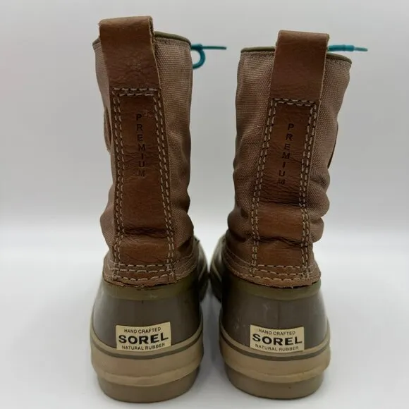 Sorel Waterproof Boots With Removable Liner Womens Size 8 Green Tan Durable