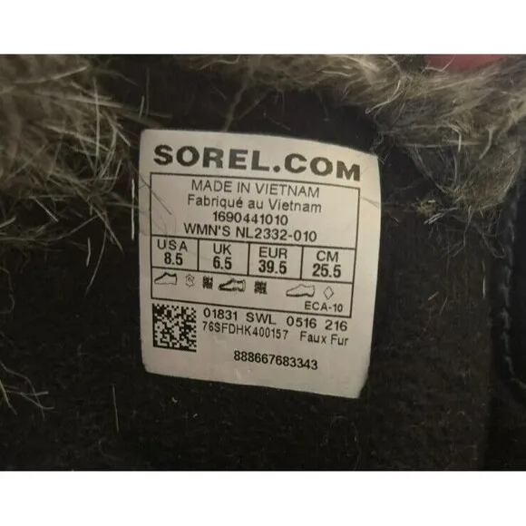 Sorel Womens Tofino II Black Waterproof Faux Fur Snow Rain Winter Boots Size 8.5