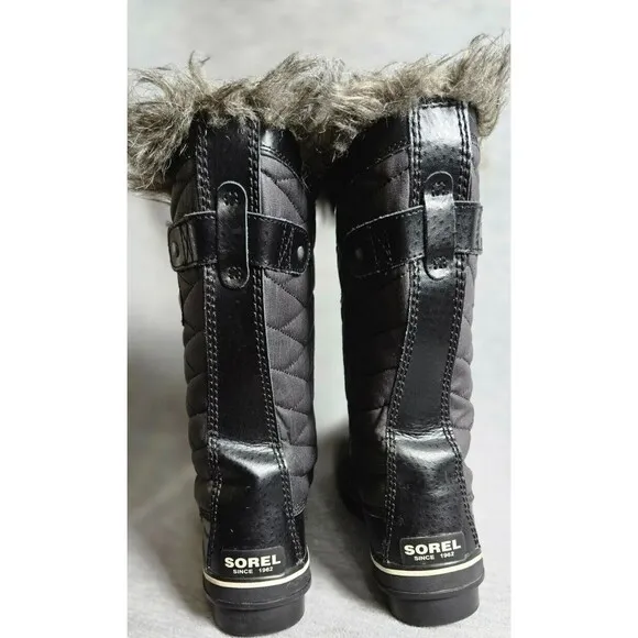 Sorel Womens Tofino II Black Waterproof Faux Fur Snow Rain Winter Boots Size 8.5