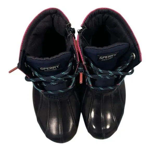 Sperry Girls Saltwater Jr Waterproof Boots Navy/Multicolor Size 10M New In Box