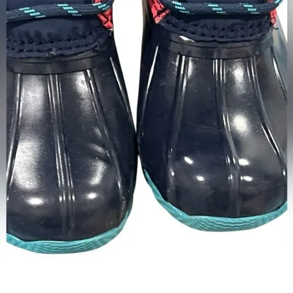 Sperry Girls Saltwater Jr Waterproof Boots Navy/Multicolor Size 10M New In Box