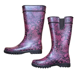Sperry Pelican T Paisley Get Wet Waterproof Rubber Rain Tall Boot 8M Pin…