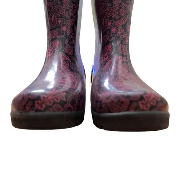 Sperry Pelican T Paisley Get Wet Waterproof Rubber Rain Tall Boot 8M Pin…