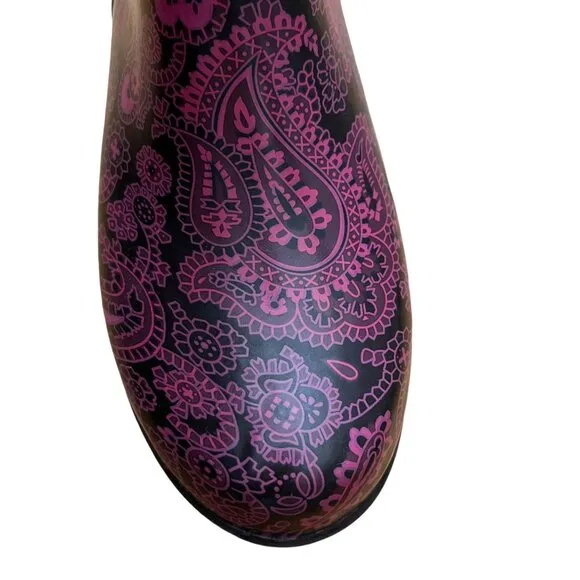 Sperry Pelican T Paisley Get Wet Waterproof Rubber Rain Tall Boot 8M Pin…
