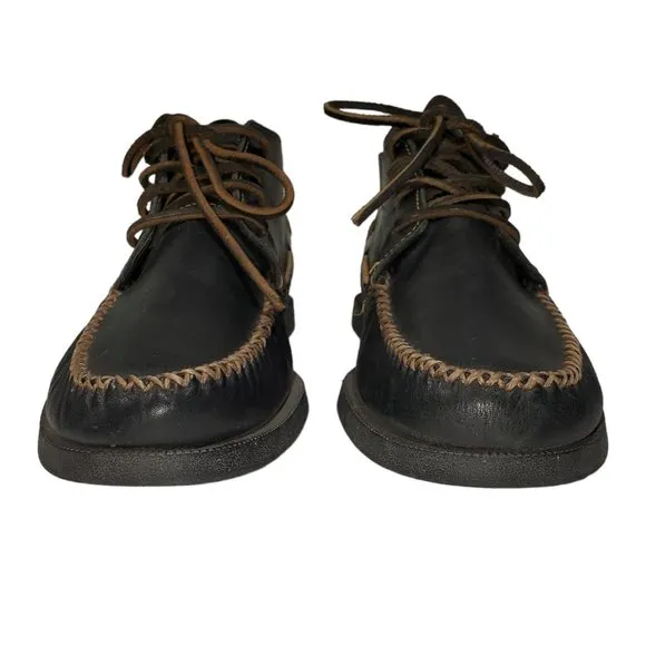 Sperry Top Sider Chukka Boots Black Leather Moc-Toe Non-Marking Lumberjack