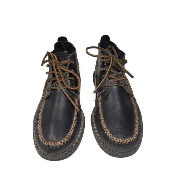 Sperry Top Sider Chukka Boots Black Leather Moc-Toe Non-Marking Lumberjack