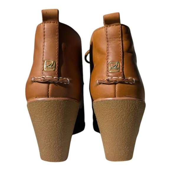 Sperry Top-Sider Harlow  Women's Sz 8 M Burnished Leather Wedge Bootie Shoes