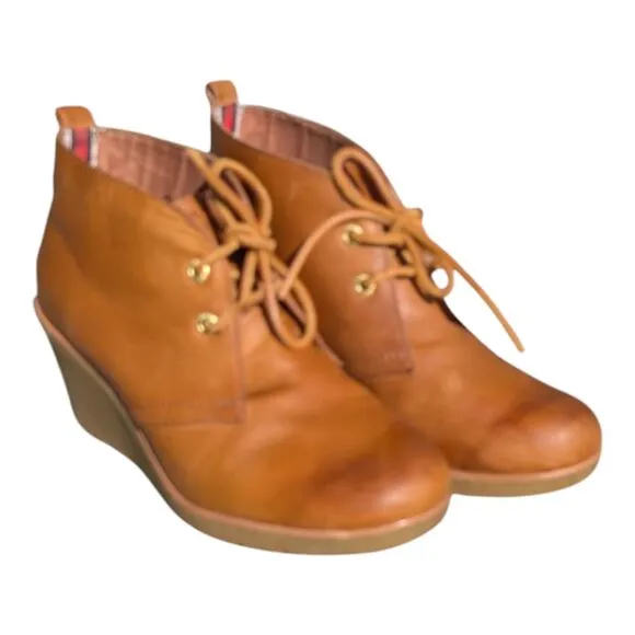 Sperry Top-Sider Harlow  Women's Sz 8 M Burnished Leather Wedge Bootie Shoes