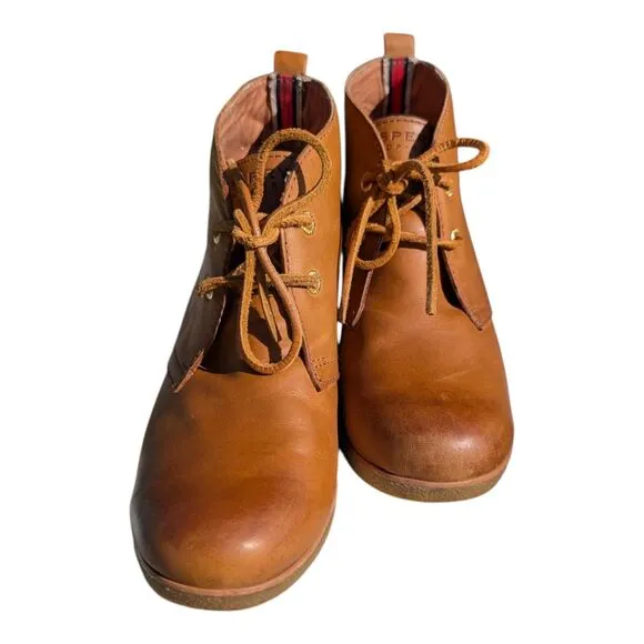 Sperry Top-Sider Harlow  Women's Sz 8 M Burnished Leather Wedge Bootie Shoes