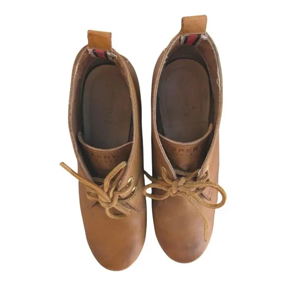 Sperry Top-Sider Harlow  Women's Sz 8 M Burnished Leather Wedge Bootie Shoes