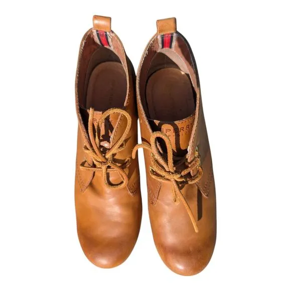 Sperry Top-Sider Harlow  Women's Sz 8 M Burnished Leather Wedge Bootie Shoes