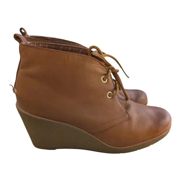 Sperry Top-Sider Harlow  Women's Sz 8 M Burnished Leather Wedge Bootie Shoes