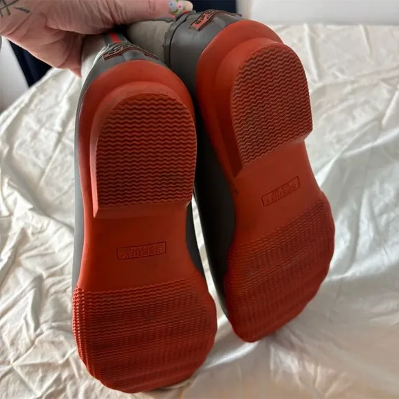 Sperry Women's Saltwater Duck Boots Gray/Tan Orange Outsole Size 10