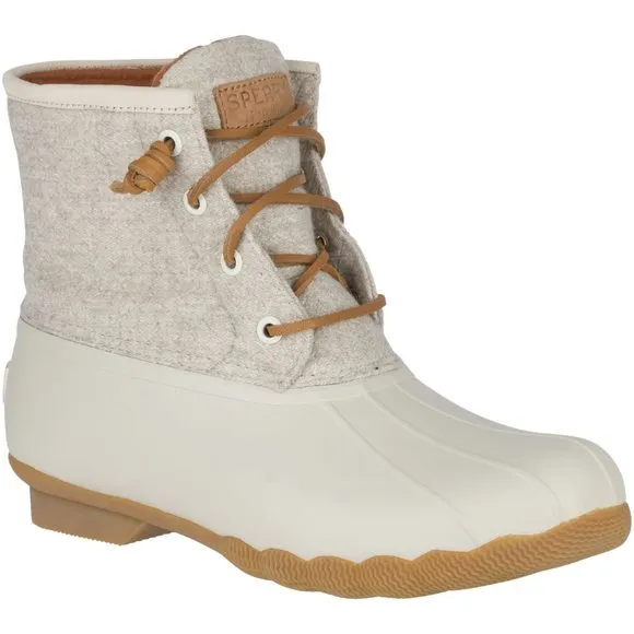 SPERRY WOMENS SALTWATER EMBOSS WOOL BOOTS, OFF WHITE, 11