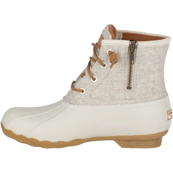 SPERRY WOMENS SALTWATER EMBOSS WOOL BOOTS, OFF WHITE, 11