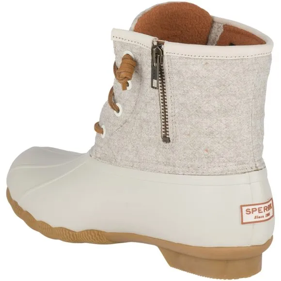 SPERRY WOMENS SALTWATER EMBOSS WOOL BOOTS, OFF WHITE, 11