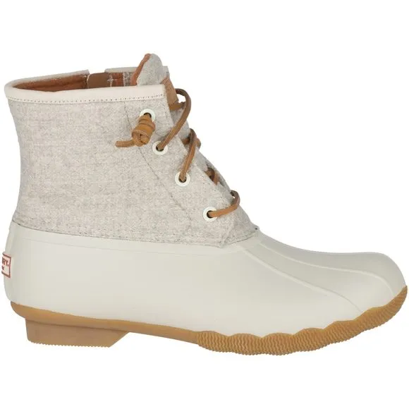 SPERRY WOMENS SALTWATER EMBOSS WOOL BOOTS, OFF WHITE, 11