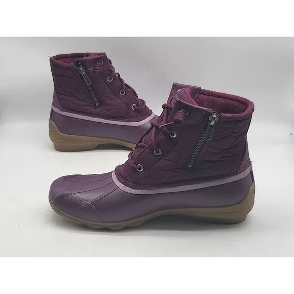 Sperry Womens Water Resistant Quilted Duck Boots With Side Zipper Size 9.5 Burgu
