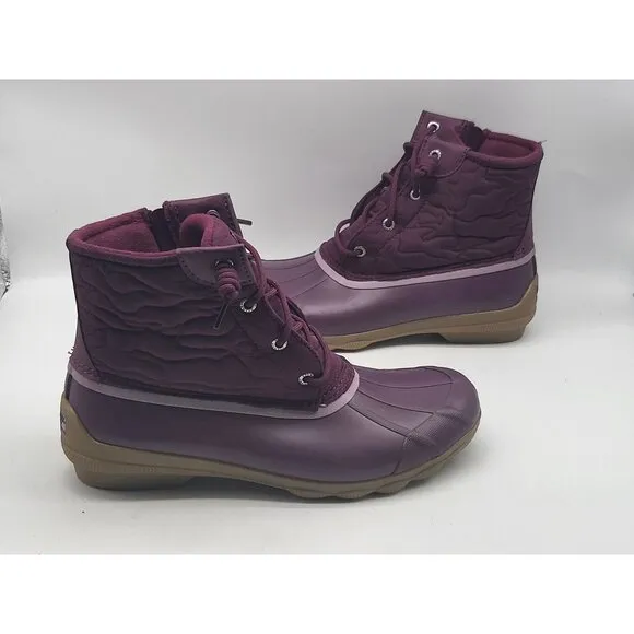 Sperry Womens Water Resistant Quilted Duck Boots With Side Zipper Size 9.5 Burgu