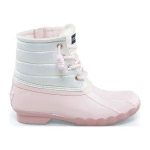 Sperry Girl's White Pink Saltwater Water-Resistant Duck Boots Size 4M