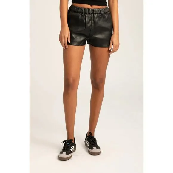 SPRWMN slip shorts black leather womens small